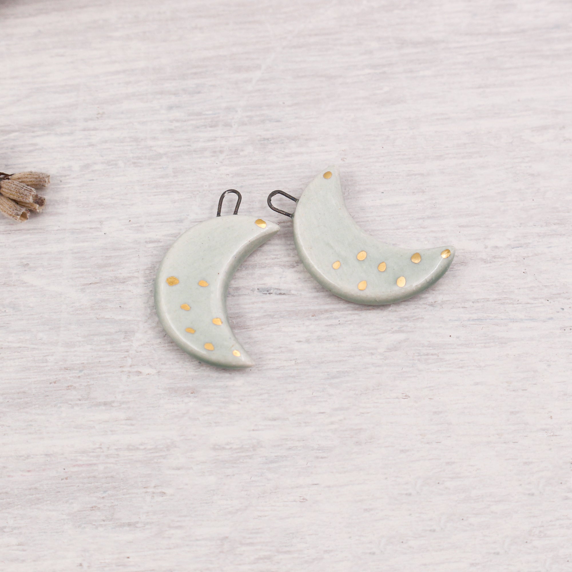 Ceramic Moon Charms for Jewelry and Accessories Making handmade in France by Alain Granell