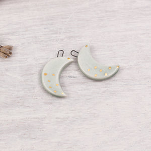 Ceramic Moon Charms for Jewelry and Accessories Making handmade in France by Alain Granell