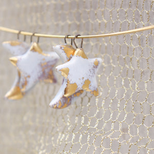 Moon and Star Ceramic Gold Charms for Jewelry and Accessories Making Handmade in France by Alain Granell