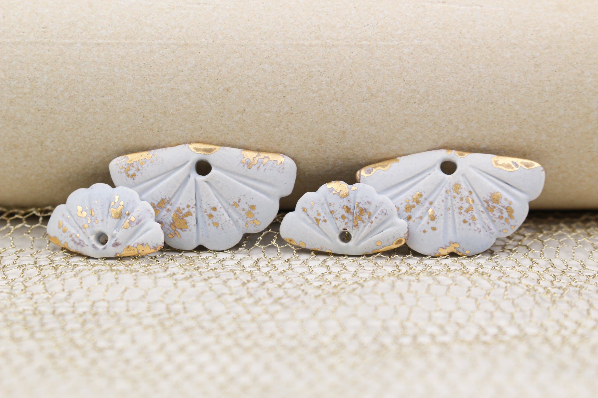 Precious Ceramic and Gold Fans for Jewelry Making handmade in France by Alain Granell