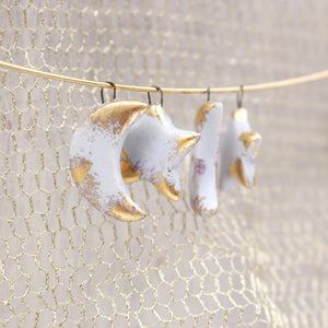 Moon and Star Ceramic Gold Charms for Jewelry and Accessories Making Handmade in France by Alain Granell