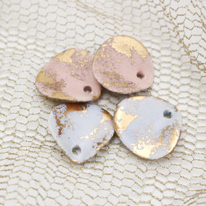 Petal Ceramic Charms with 24k Gold Details handmade in France by Alain Granell