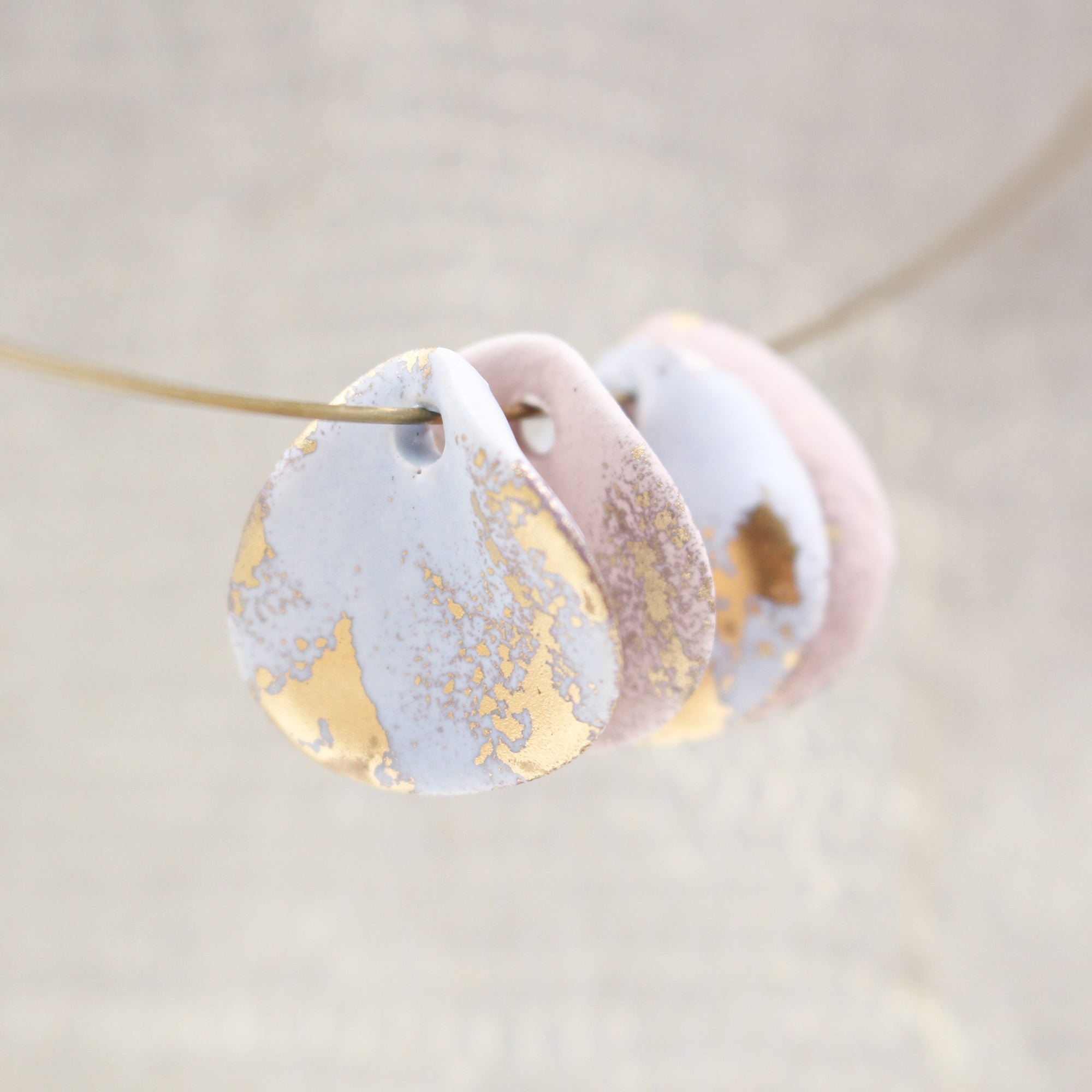 Petal Ceramic Charms with 24k Gold Details handmade in France by Alain Granell