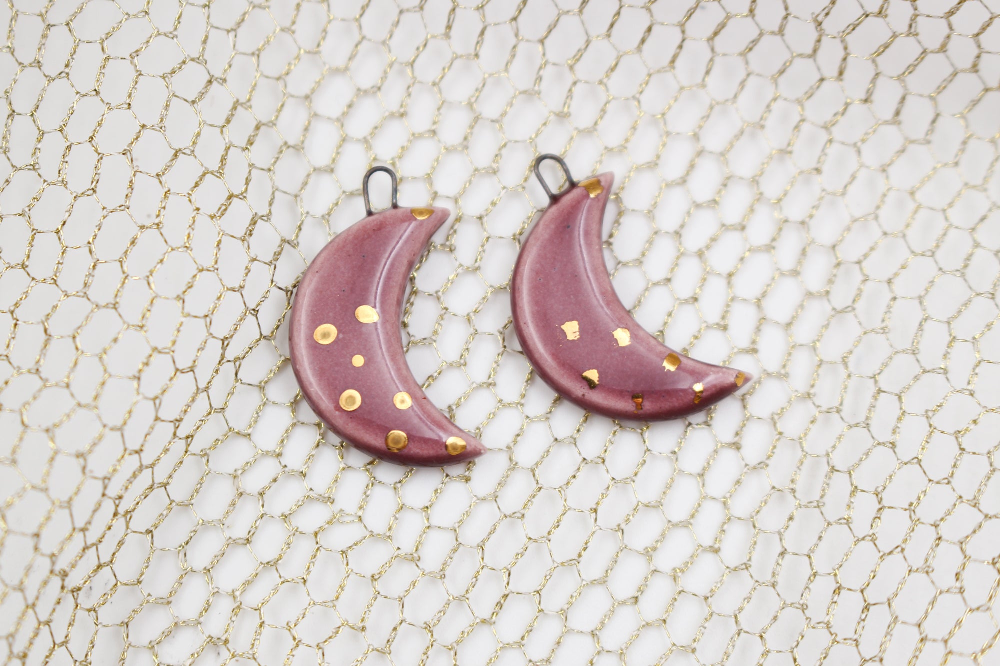 Ceramic Moon Charms for Jewelry and Accessories Making handmade in France by Alain Granell