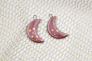 Ceramic Moon Charms for Jewelry and Accessories Making handmade in France by Alain Granell