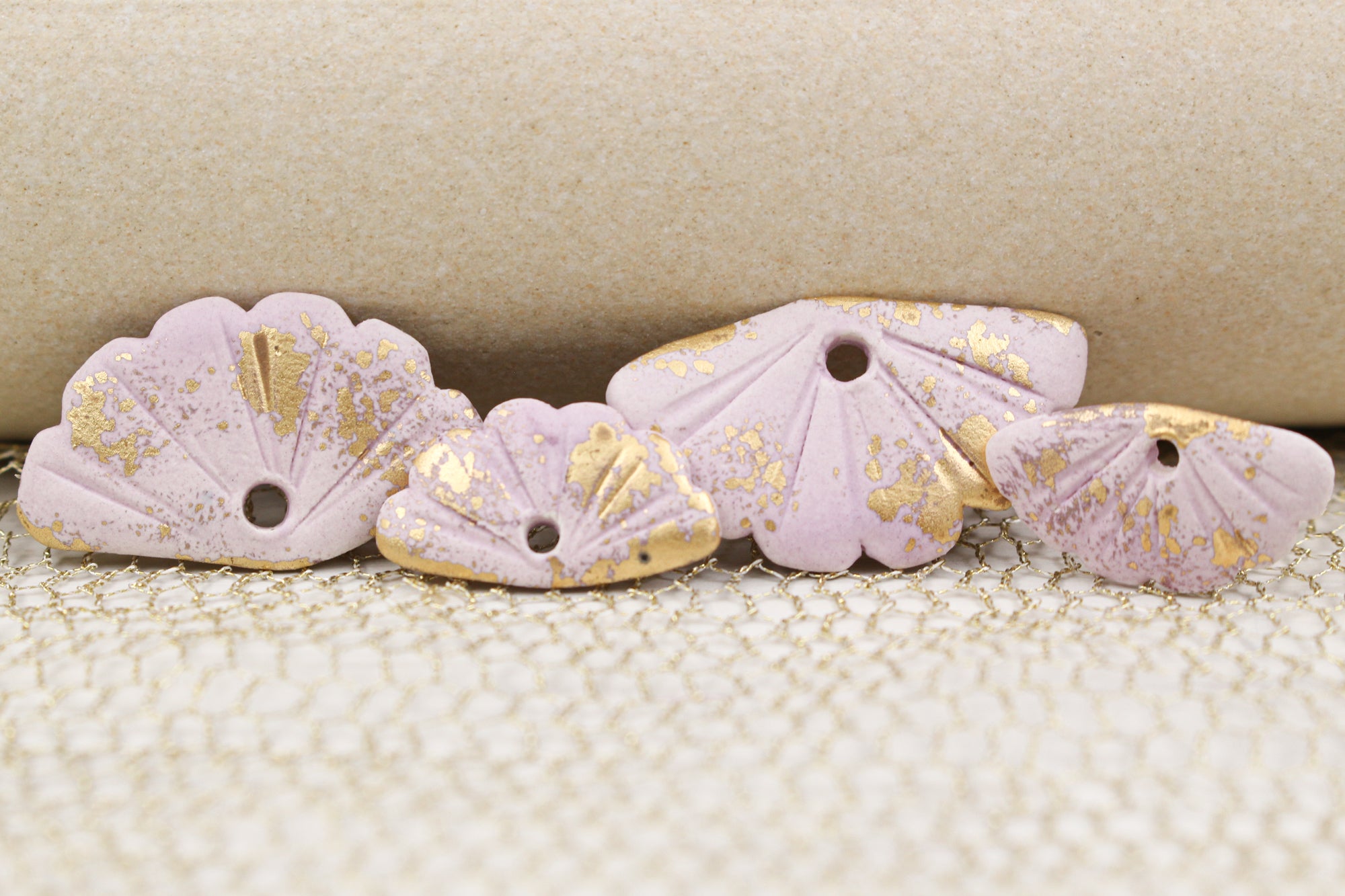 Precious Ceramic and Gold Fans for Jewelry Making handmade in France by Alain Granell