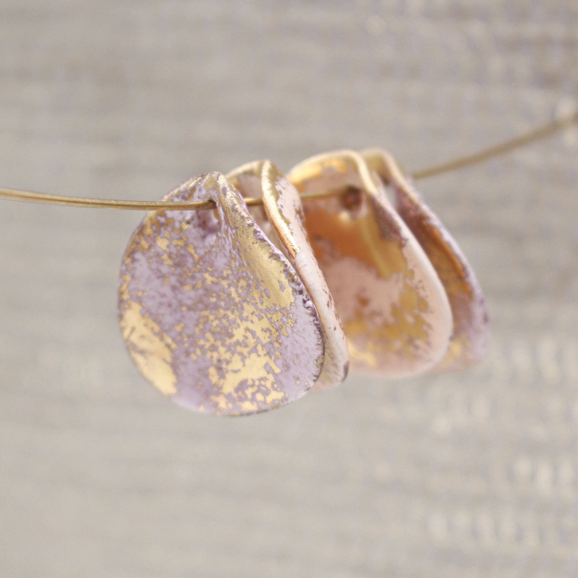Petal Ceramic Charms with 24k Gold Details handmade in France by Alain Granell