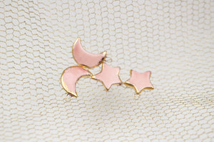 Ceramic Moon & Star Charms for Jewelry and Accessories Making handmade in France by Alain Granell