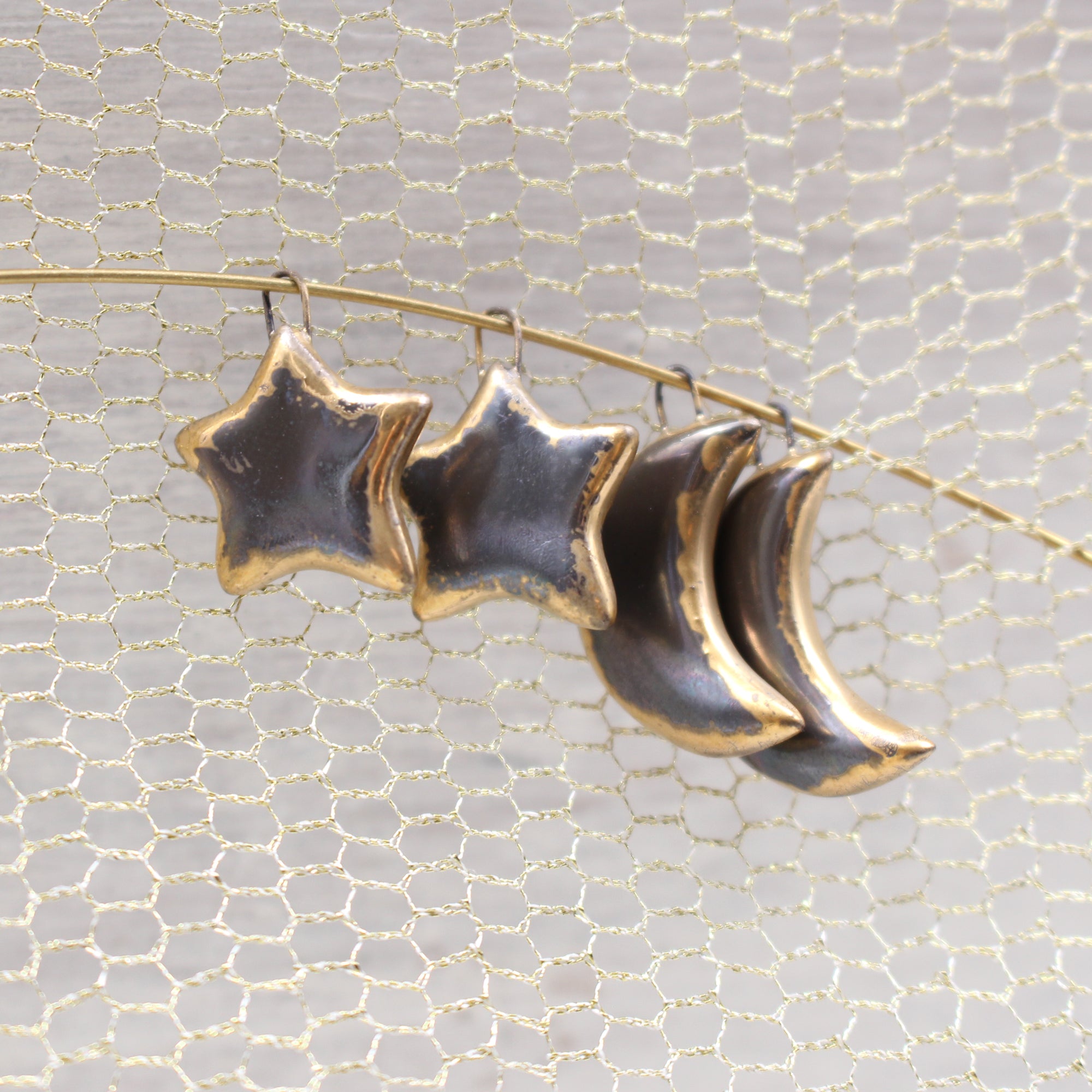 Ceramic Moon & Star Charms for Jewelry and Accessories Making handmade in France by Alain Granell