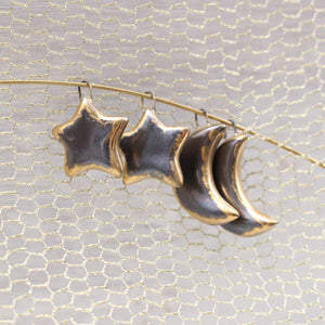 Ceramic Moon & Star Charms for Jewelry and Accessories Making handmade in France by Alain Granell