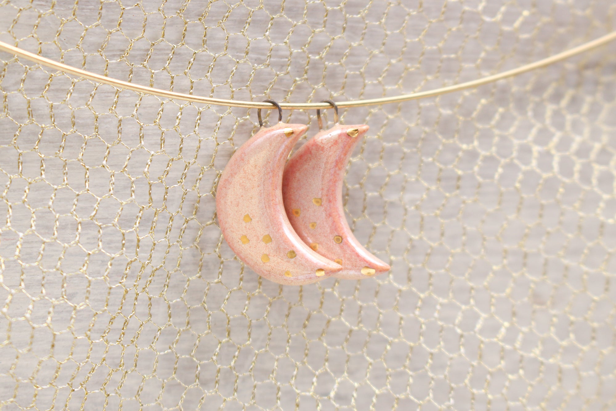 Ceramic Moon Charms for Jewelry and Accessories Making handmade in France by Alain Granell