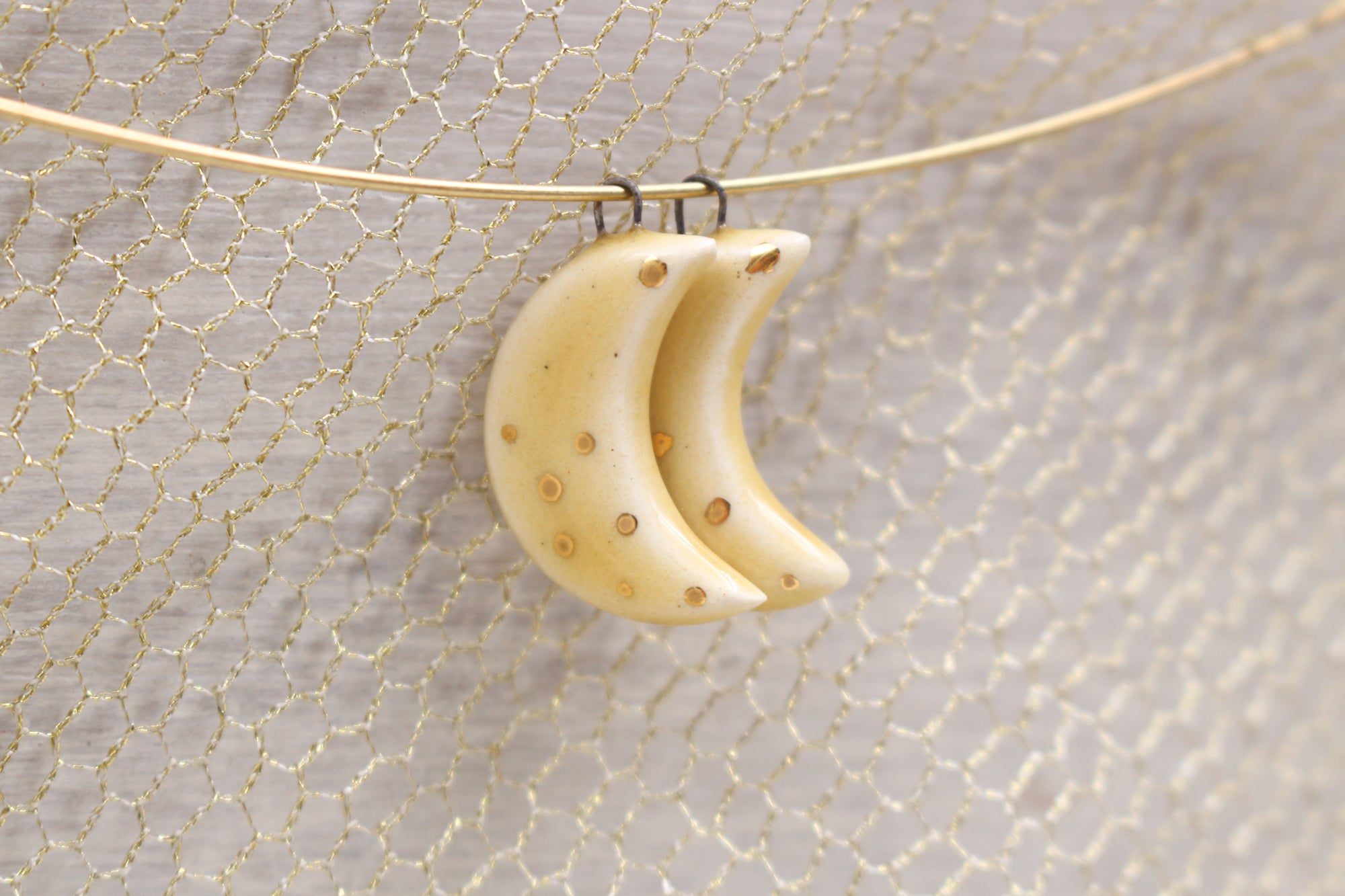 Ceramic Moon Charms for Jewelry and Accessories Making handmade in France by Alain Granell