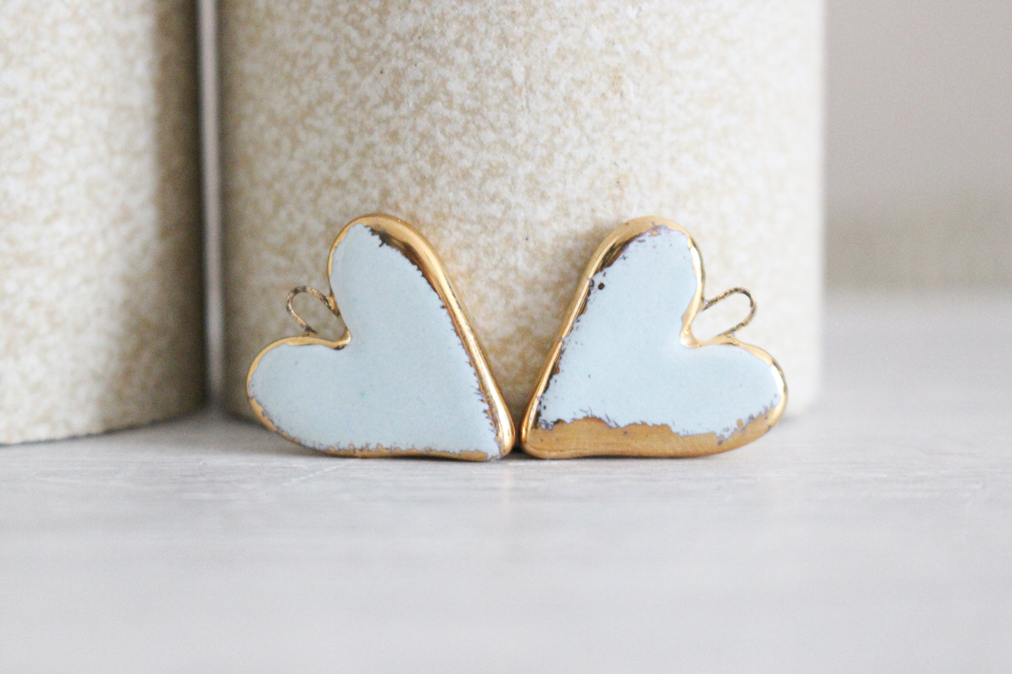 Ceramic Heart Charms for Jewelry and Accessories Making handmade in France by Alain Granell