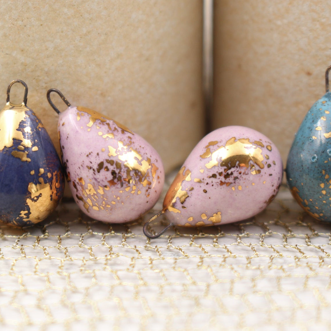 Ceramic and Gold Charms for Jewelry and Accessories Making handmade in France by Alain Granell