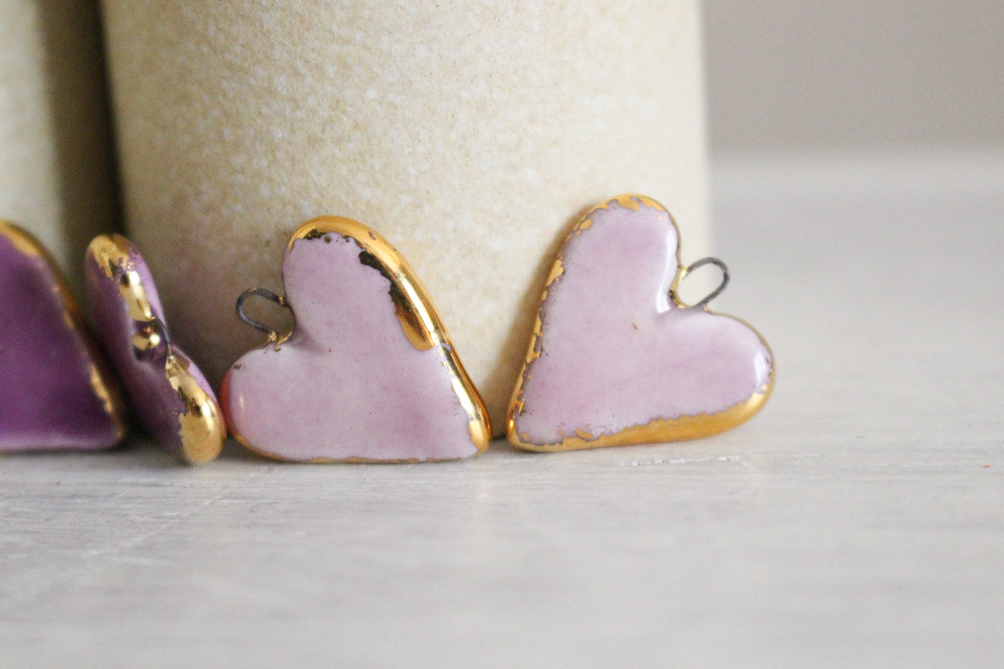 Ceramic Heart Charms for Jewelry and Accessories Making handmade in France by Alain Granell