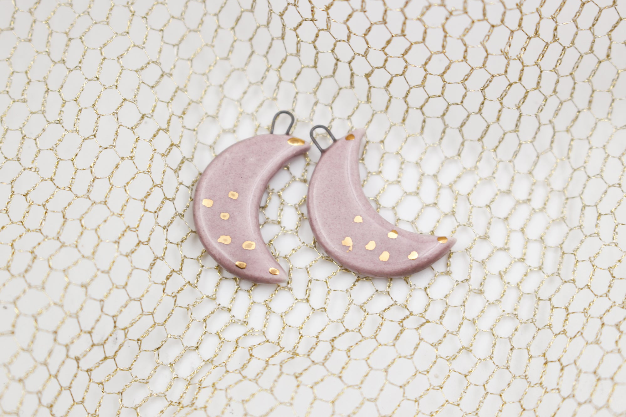 Ceramic Moon Charms for Jewelry and Accessories Making handmade in France by Alain Granell