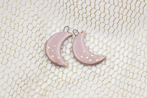 Ceramic Moon Charms for Jewelry and Accessories Making handmade in France by Alain Granell