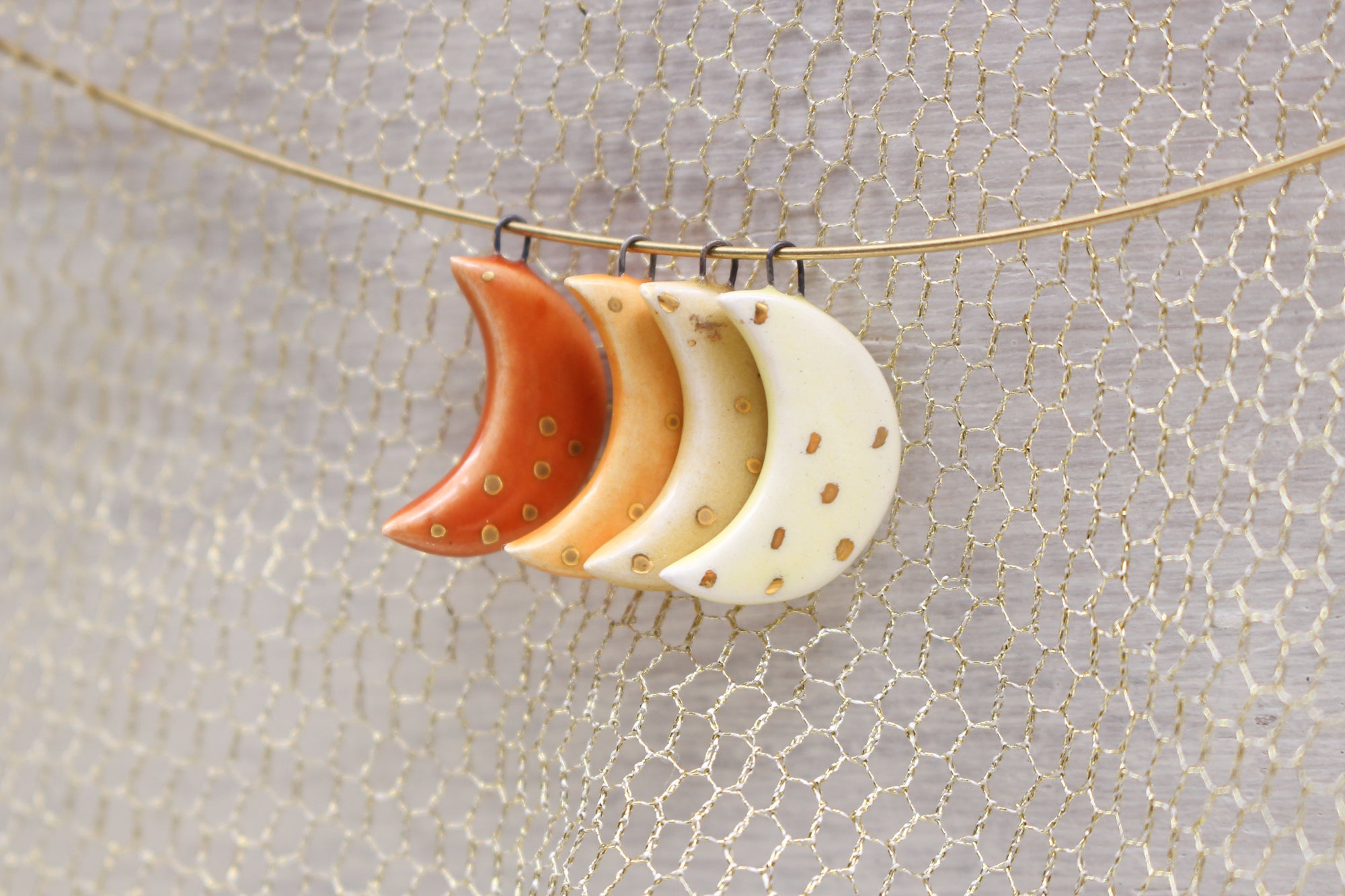Ceramic Moon Charms for Jewelry and Accessories Making handmade in France by Alain Granell