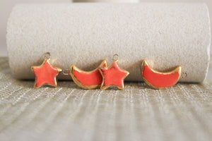 Ceramic Moon & Star Charms for Jewelry and Accessories Making handmade in France by Alain Granell