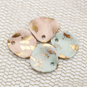 Petal Ceramic Charms with 24k Gold Details handmade in France by Alain Granell