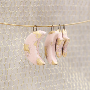 Moon and Star Ceramic Gold Charms for Jewelry and Accessories Making Handmade in France by Alain Granell