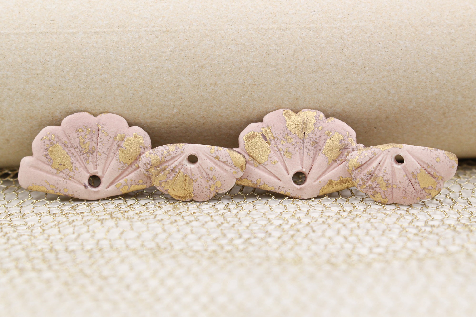 Precious Ceramic and Gold Fans for Jewelry Making handmade in France by Alain Granell