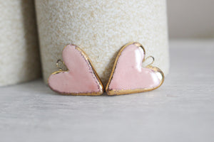 Ceramic Heart Charms for Jewelry and Accessories Making handmade in France by Alain Granell