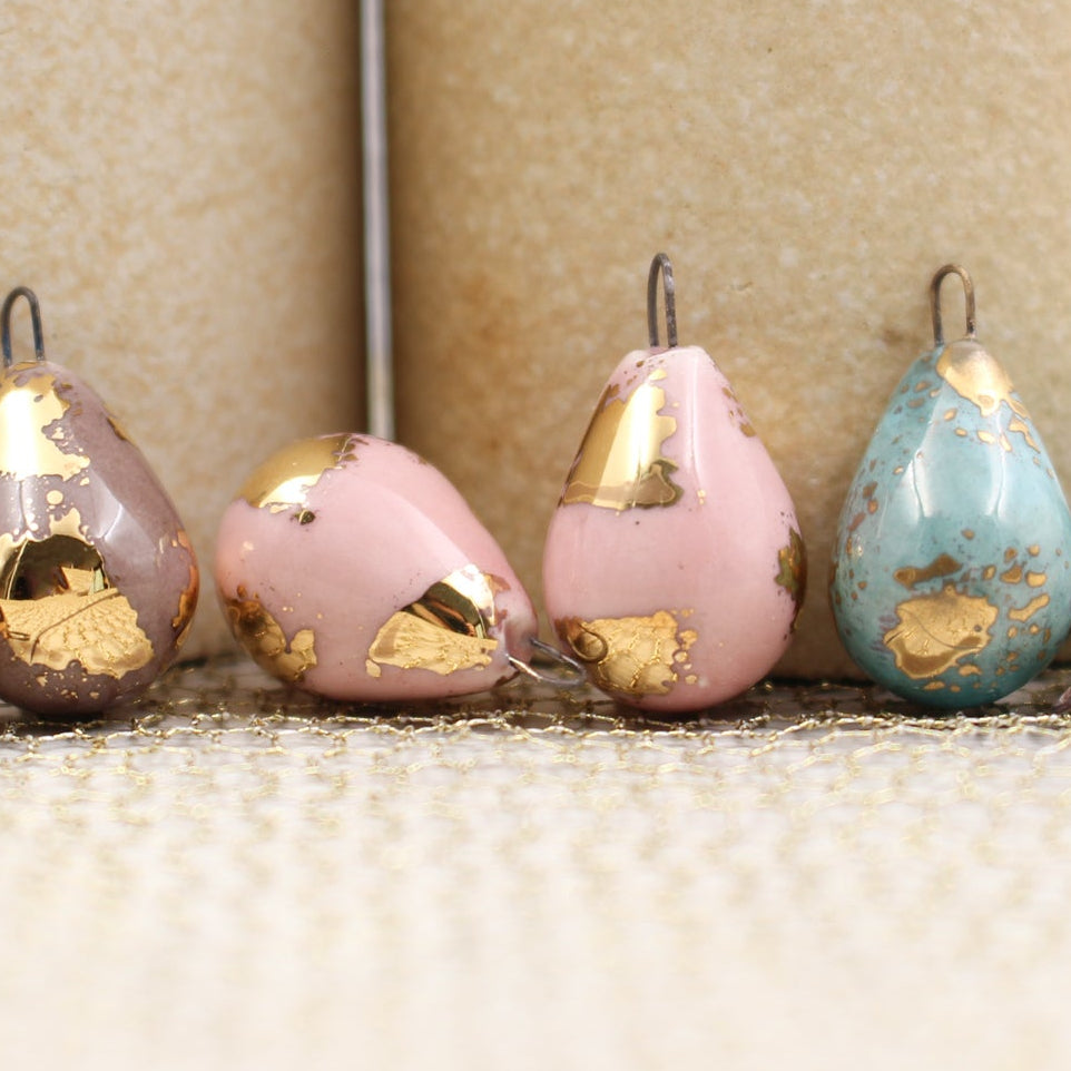 Ceramic and Gold Charms for Jewelry and Accessories Making handmade in France by Alain Granell