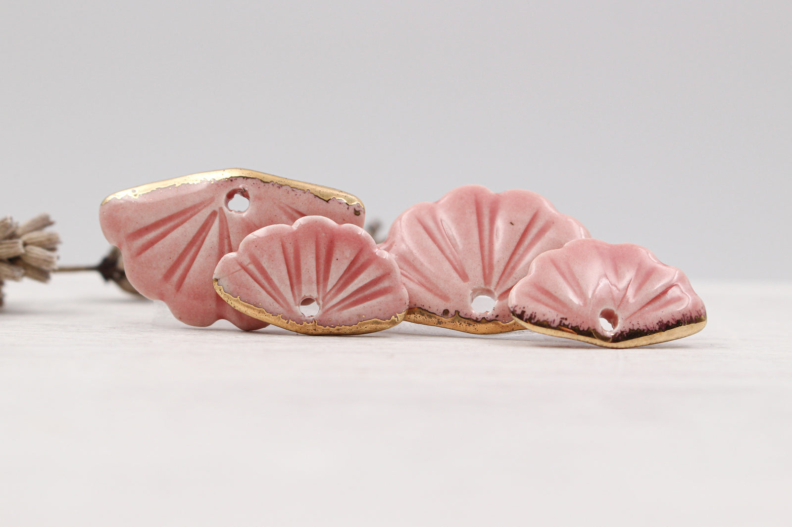 Ceramic Fan Charms for Jewelry and Accessories Making handmade in France by Alain Granell