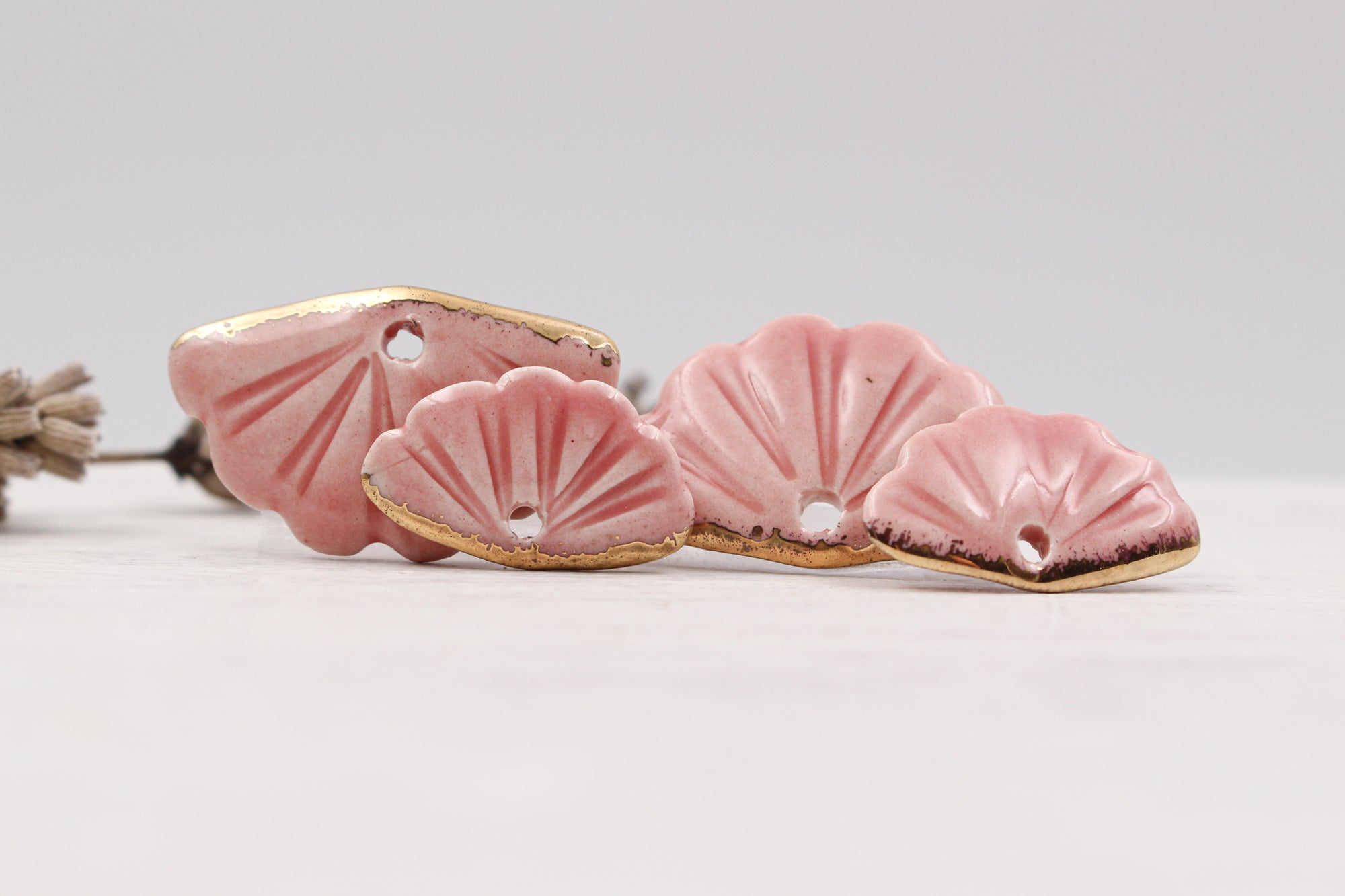 Ceramic Fan Charms for Jewelry and Accessories Making handmade in France by Alain Granell