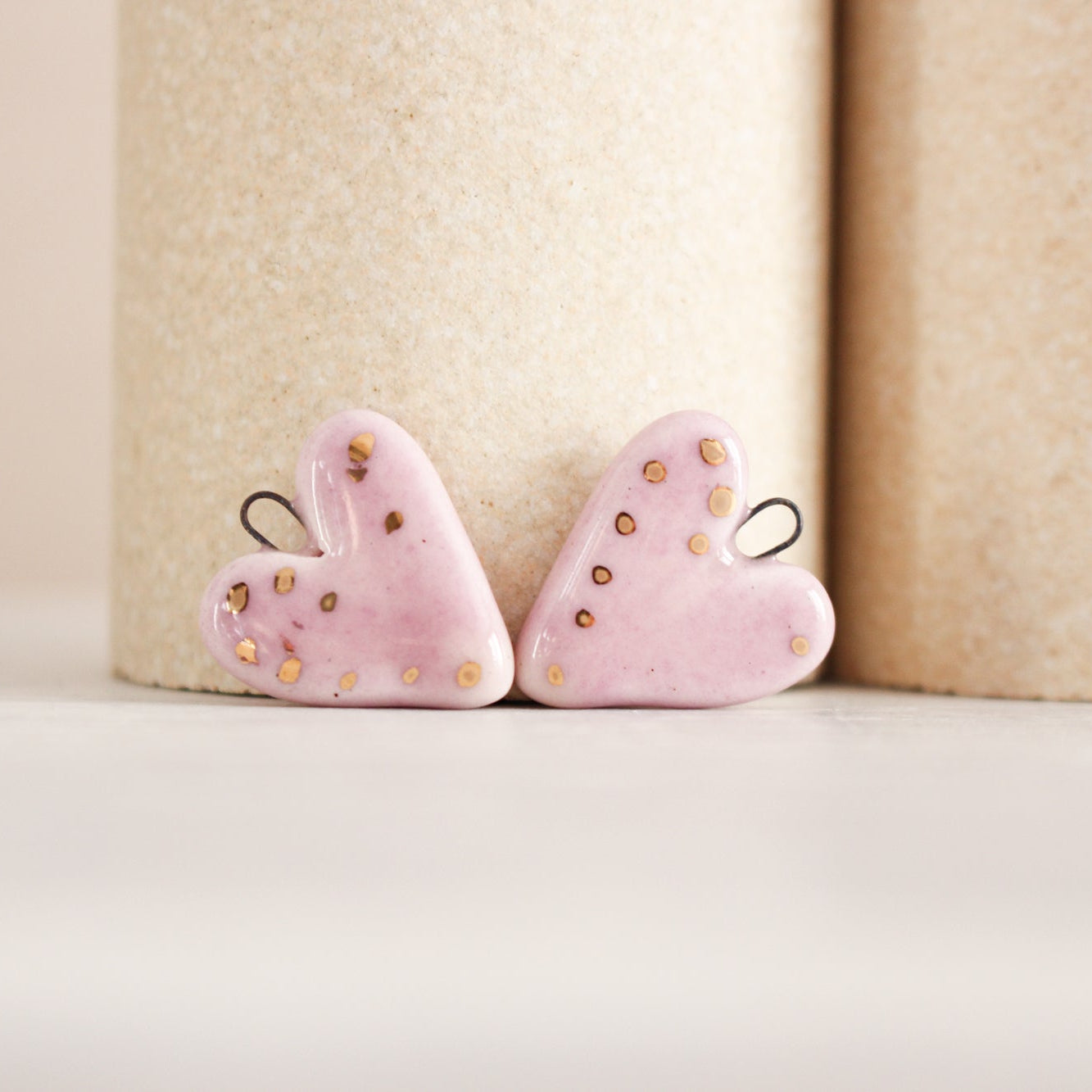 Ceramic Heart Charms for Jewelry and Accessories Making handmade in France by Alain Granell