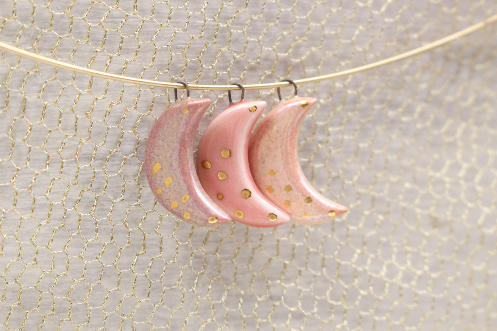Ceramic Moon Charms for Jewelry and Accessories Making handmade in France by Alain Granell