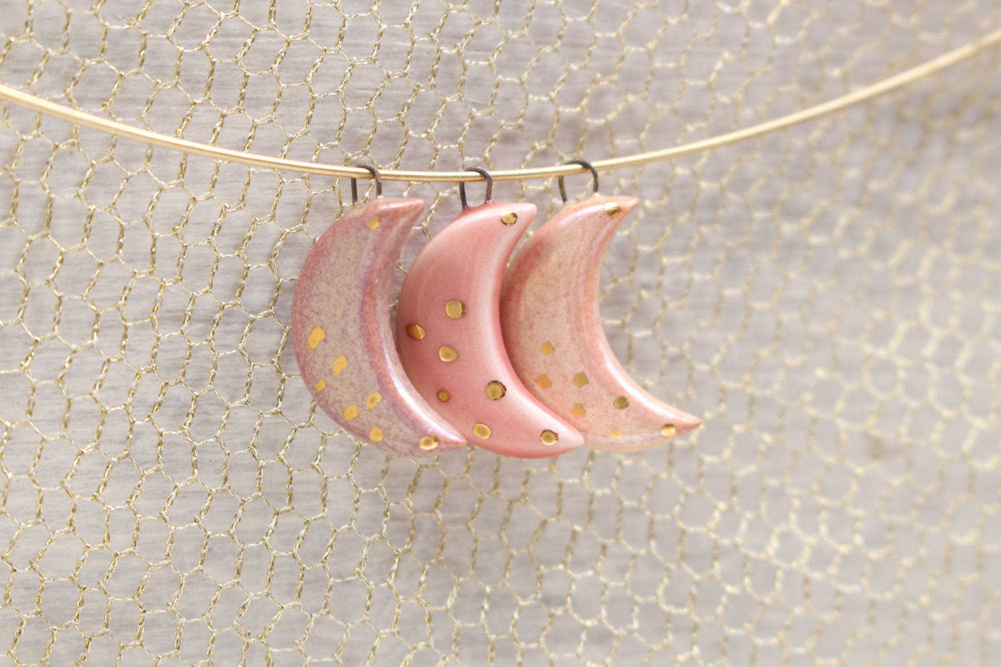 Ceramic Moon Charms for Jewelry and Accessories Making handmade in France by Alain Granell