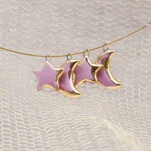Ceramic Moon & Star Charms for Jewelry and Accessories Making handmade in France by Alain Granell