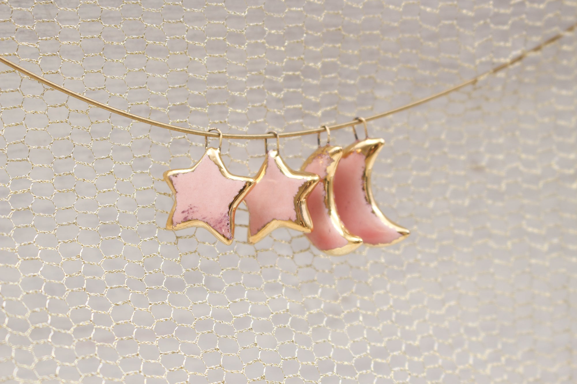 Ceramic Moon & Star Charms for Jewelry and Accessories Making handmade in France by Alain Granell