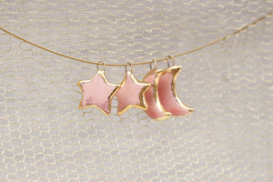 Ceramic Moon & Star Charms for Jewelry and Accessories Making handmade in France by Alain Granell
