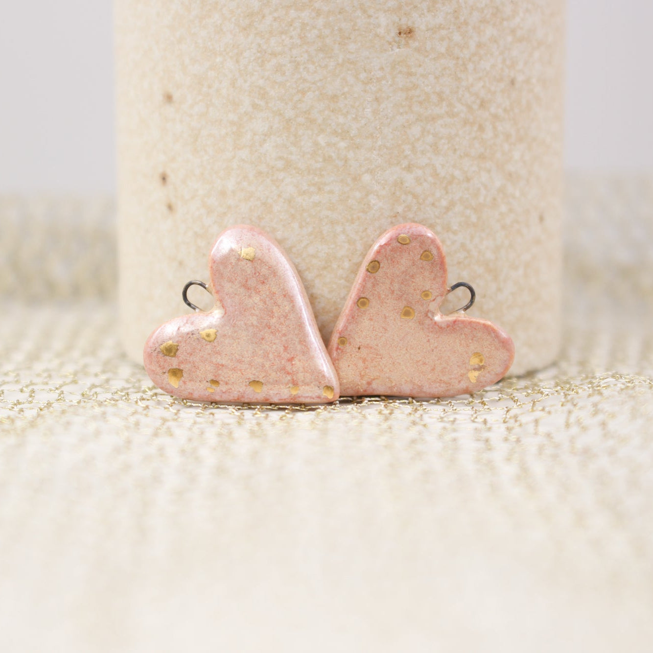 Ceramic Heart Charms for Jewelry and Accessories Making handmade in France by Alain Granell