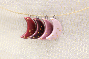 Ceramic Moon Charms for Jewelry and Accessories Making handmade in France by Alain Granell