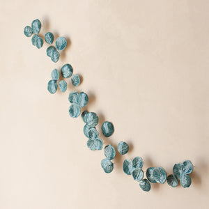 "Eucalyptus" Porcelain Wall Art of Handmade Teal Leaves  by Alain Granell