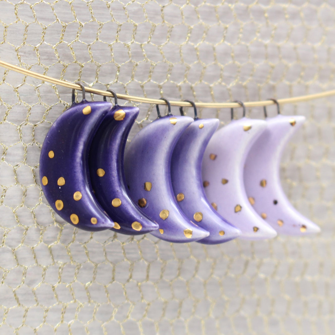 Ceramic Moon Charms for Jewelry and Accessories Making handmade in France by Alain Granell