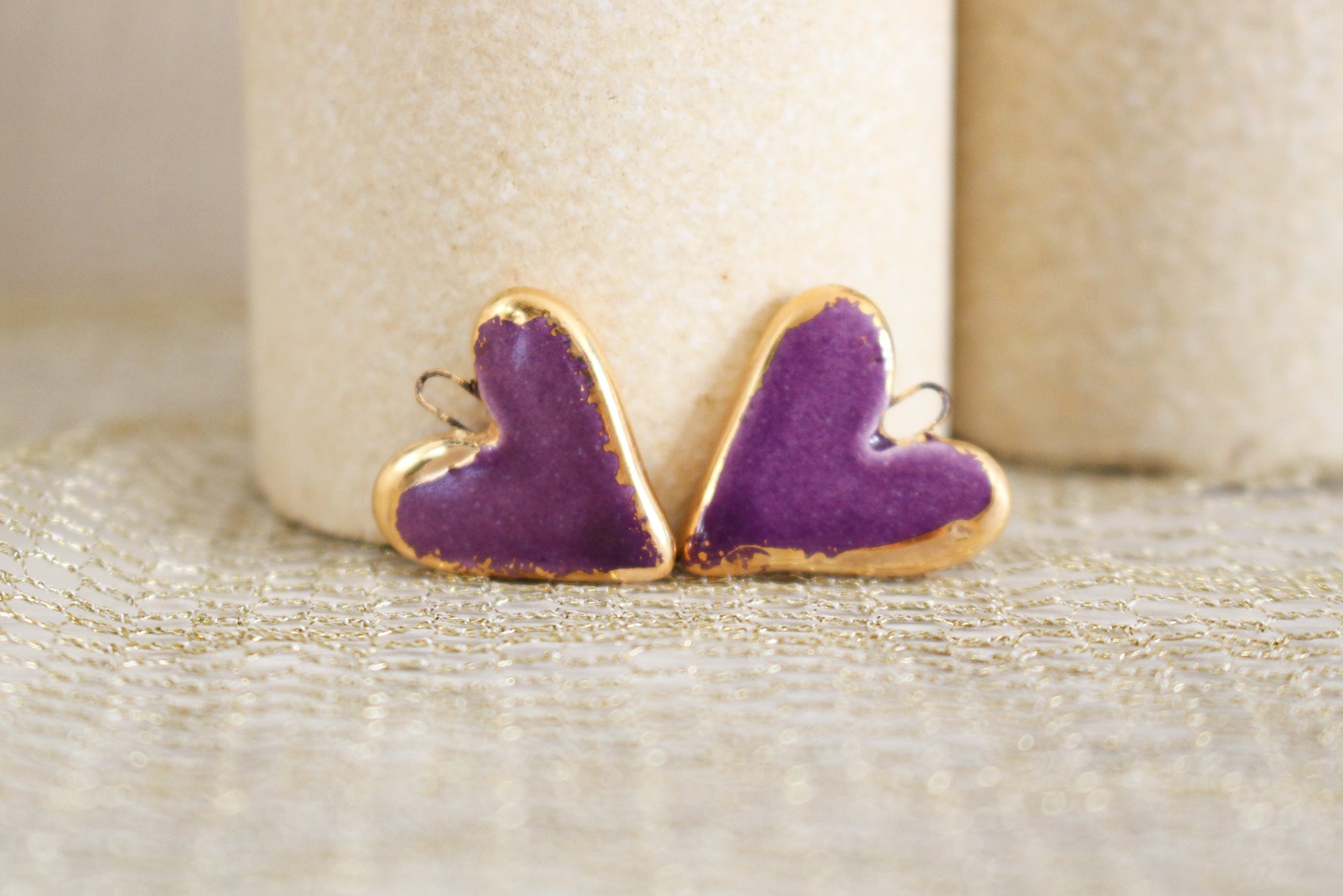 Ceramic Heart Charms for Jewelry and Accessories Making handmade in France by Alain Granell