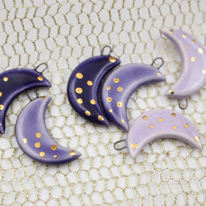 Ceramic Moon Charms for Jewelry and Accessories Making handmade in France by Alain Granell