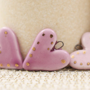Ceramic Heart Charms for Jewelry and Accessories Making handmade in France by Alain Granell