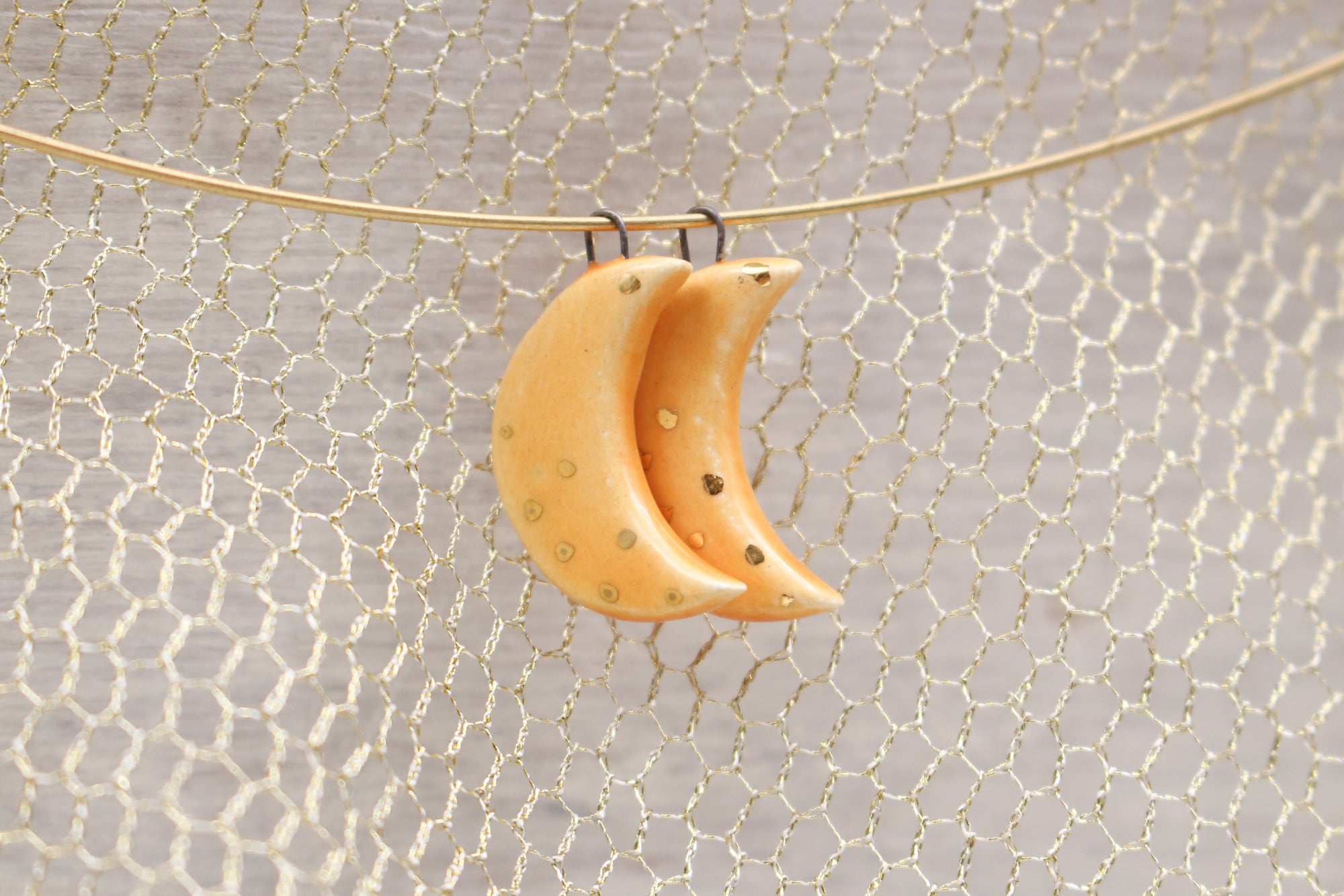 Ceramic Moon Charms for Jewelry and Accessories Making handmade in France by Alain Granell