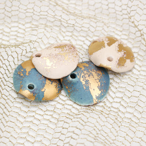 Petal Ceramic Charms with 24k Gold Details handmade in France by Alain Granell