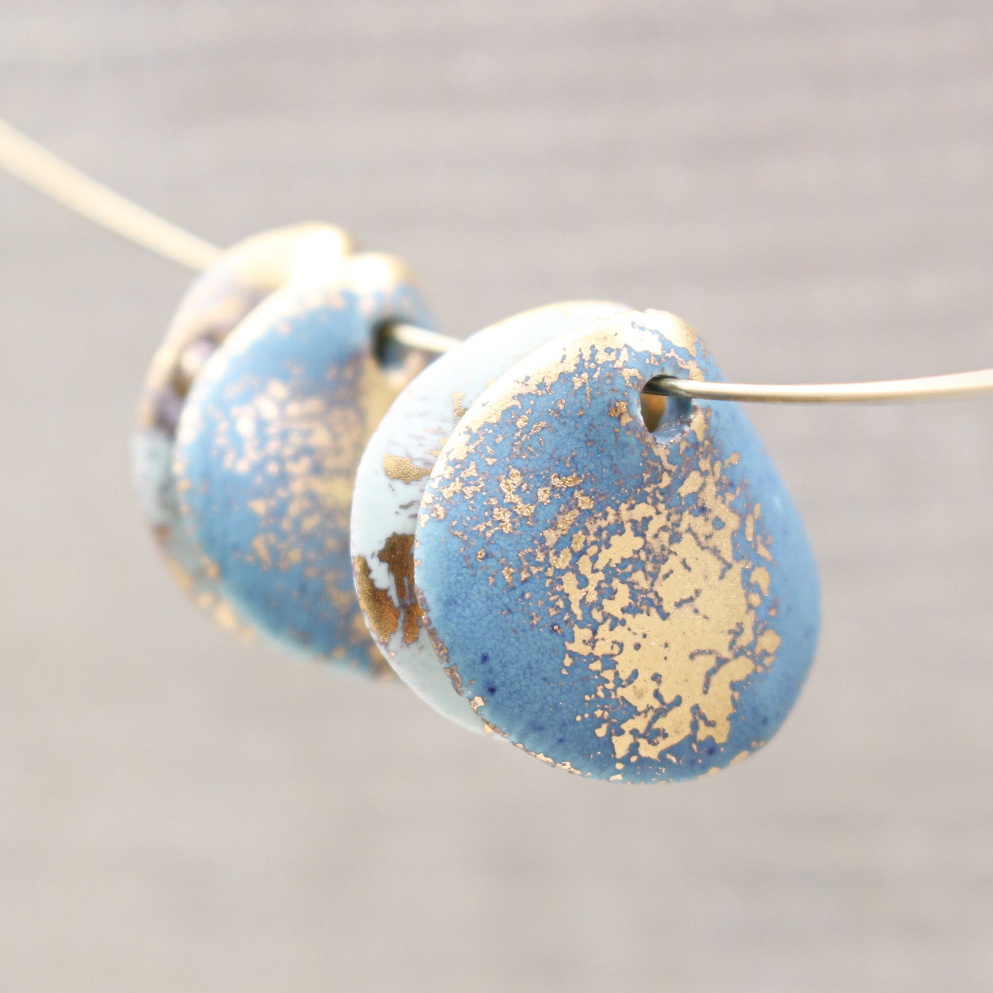 Petal Ceramic Charms with 24k Gold Details handmade in France by Alain Granell