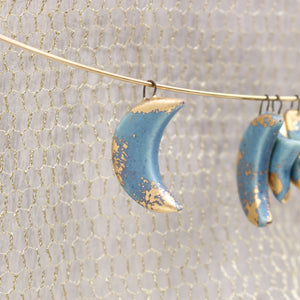 Moon and Star Ceramic Gold Charms for Jewelry and Accessories Making Handmade in France by Alain Granell
