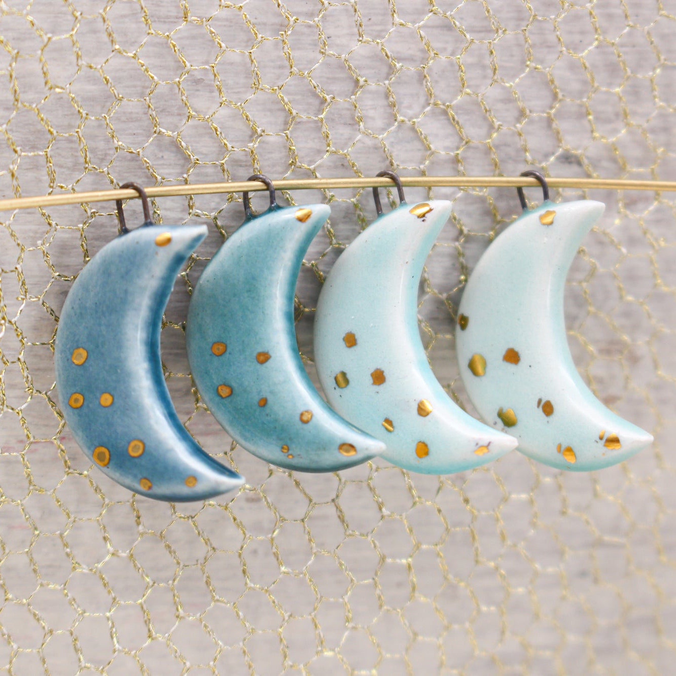 Ceramic Moon Charms for Jewelry and Accessories Making handmade in France by Alain Granell