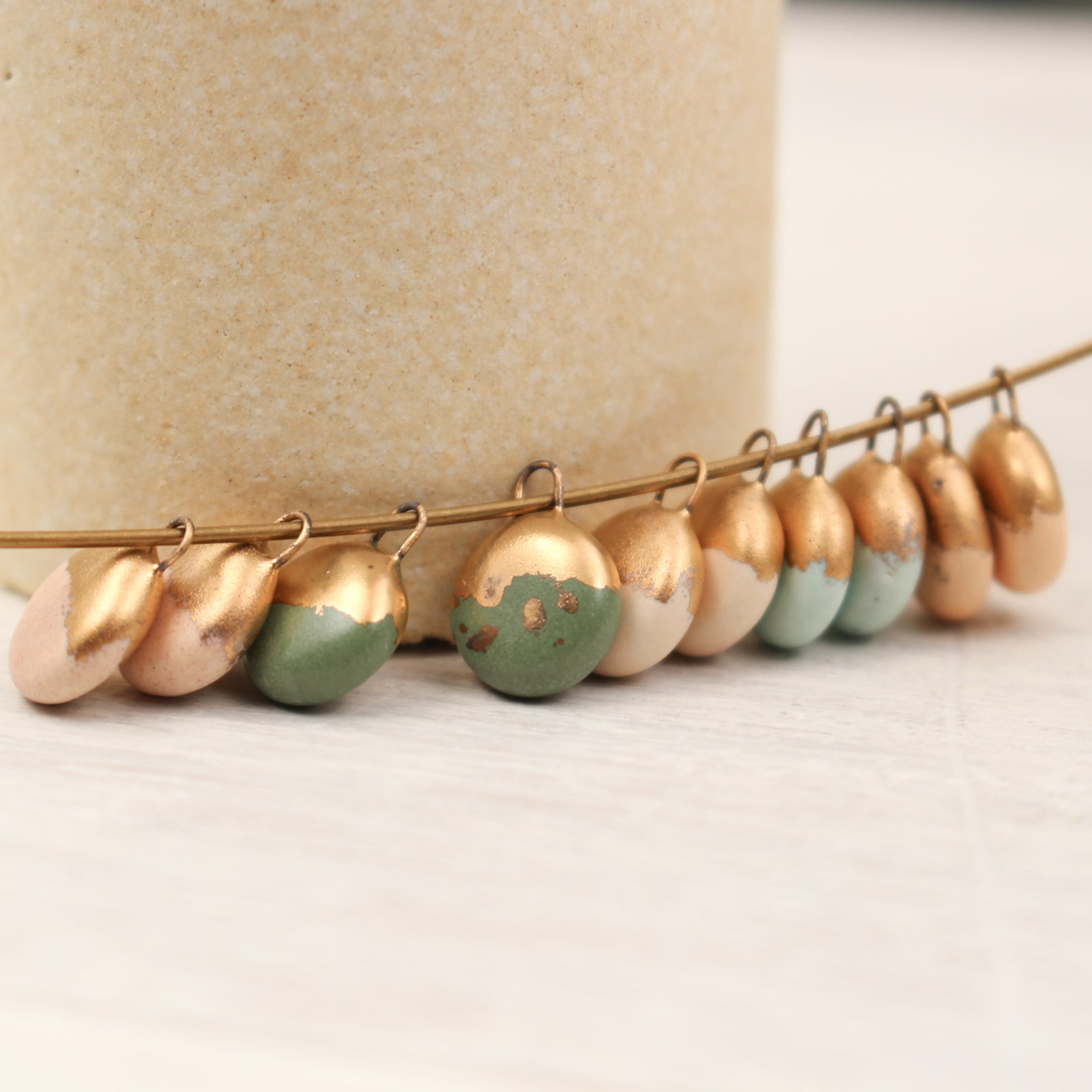 Tiny Ceramic and Gold Charms for Jewelry and Accessories Making handmade in France by Alain Granell