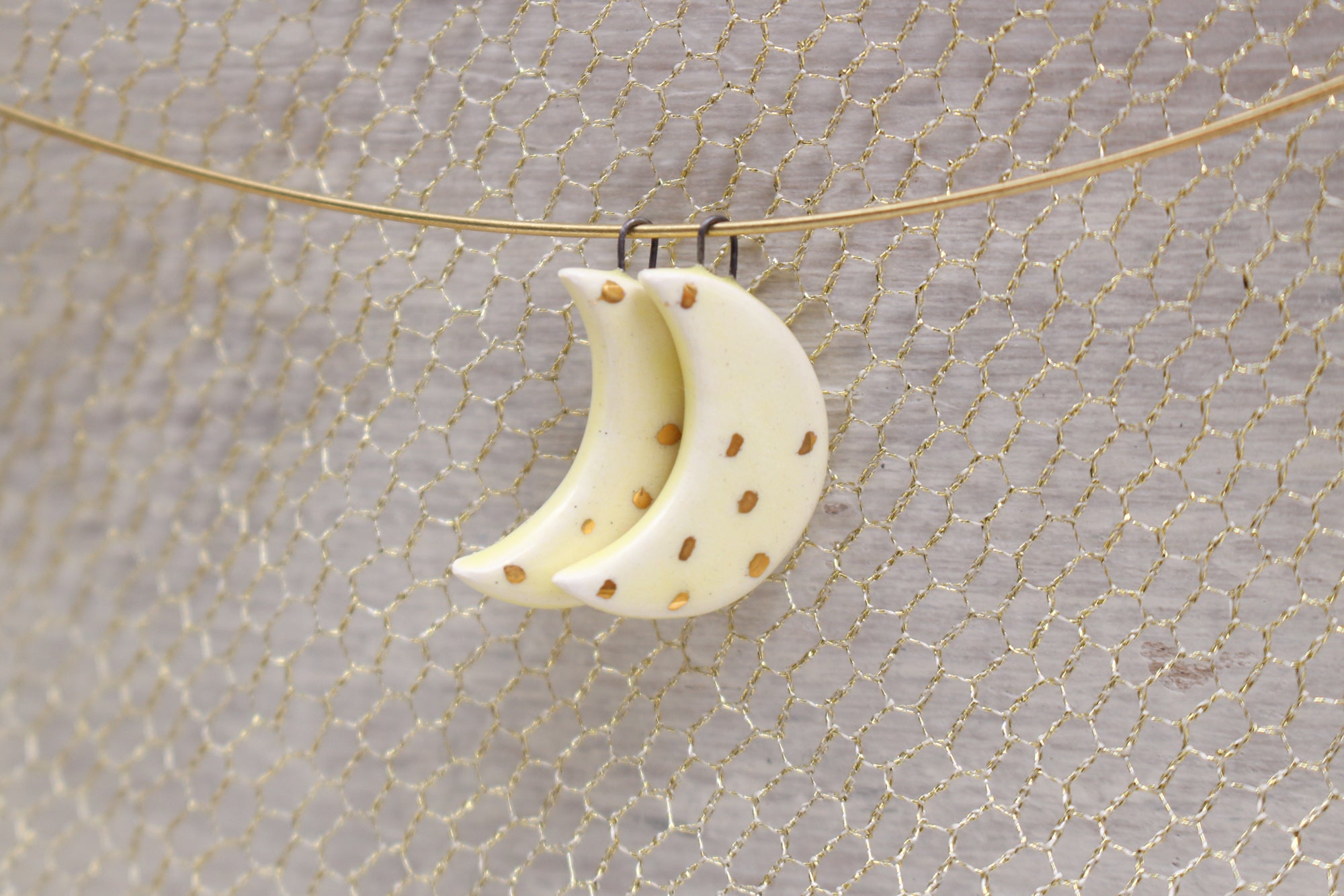 Ceramic Moon Charms for Jewelry and Accessories Making handmade in France by Alain Granell